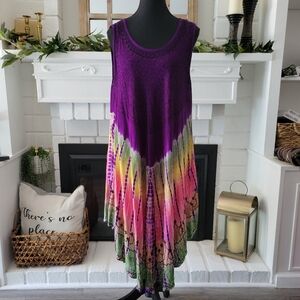 Rima Beachworld Purple and Multicolor Embroidered Women's Dress One Size